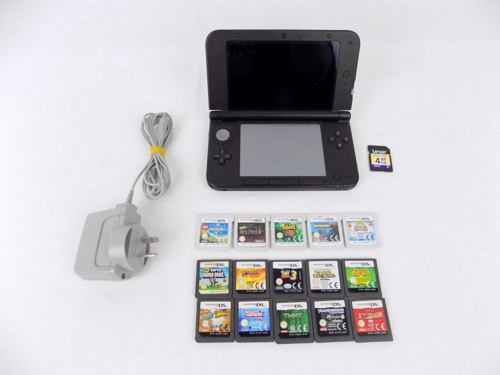 Huge Nintendo 3ds Xl Black Console Bundle 15x Kids Games 4 Gb Memory Card Starboard Games