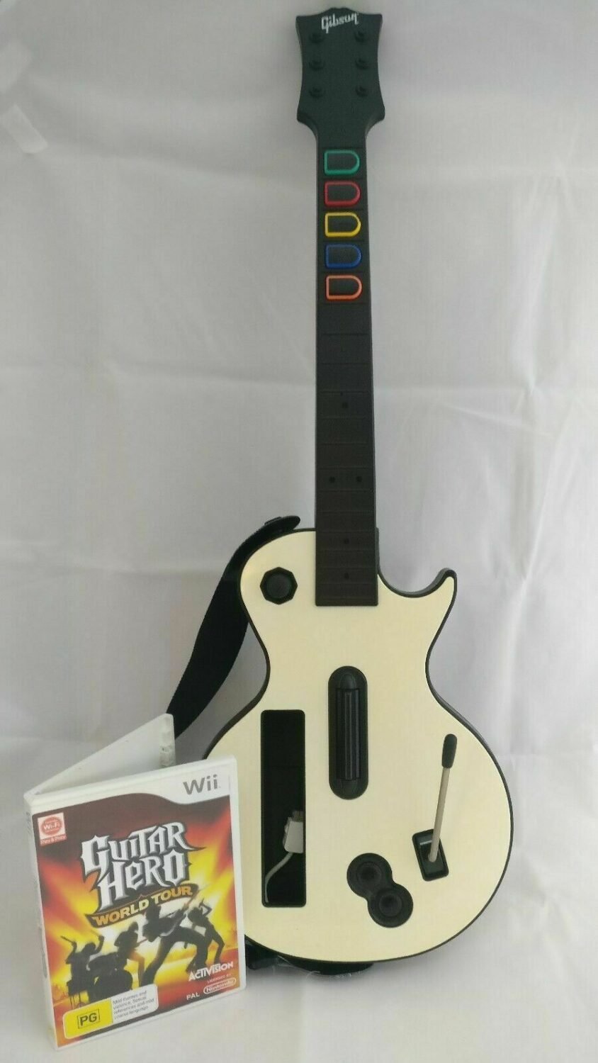 Like New Nintendo Wii Gibson Les Paul Guitar Hero Rock Band Controller