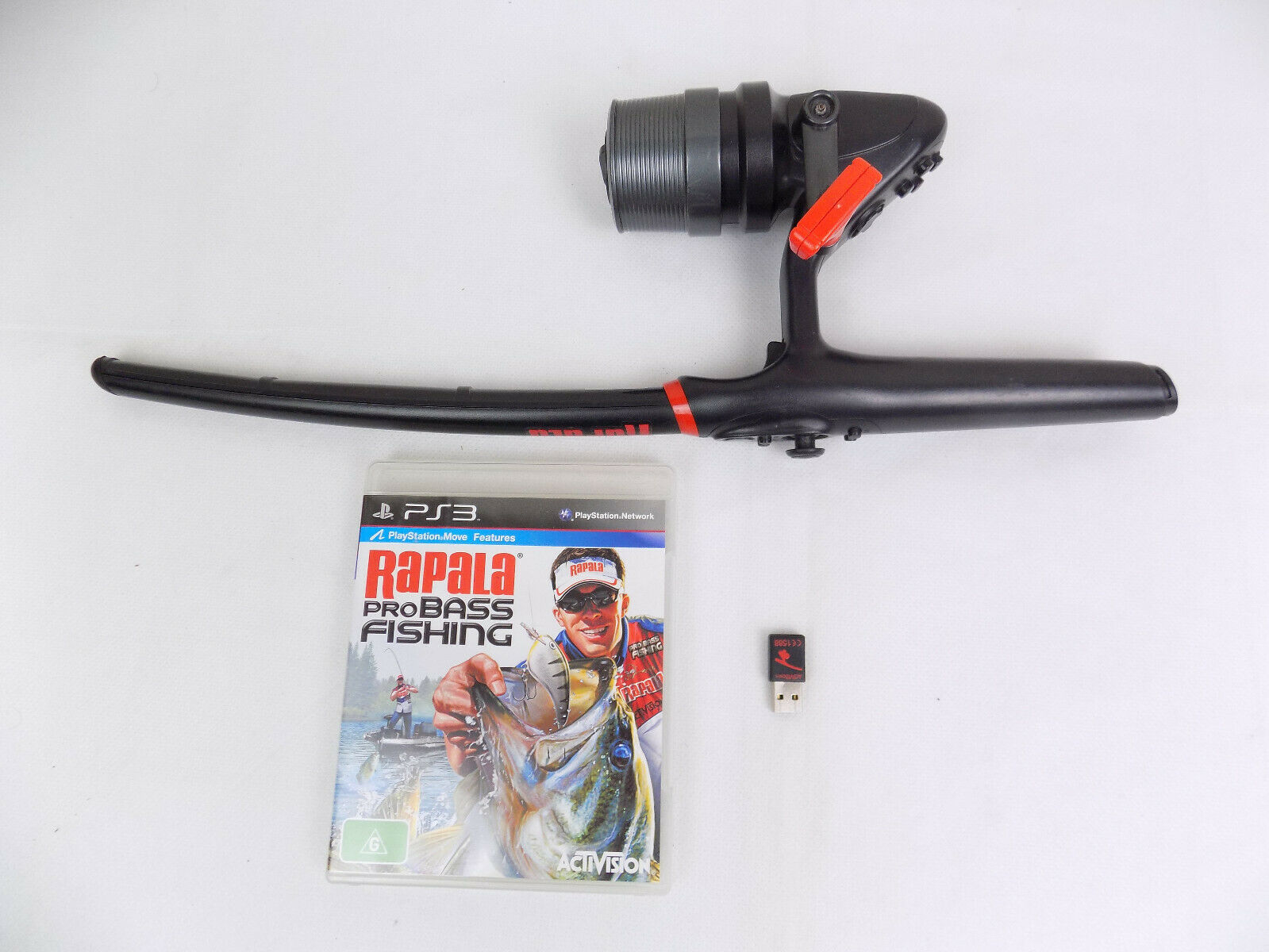 Playstation 3 Ps3 Rapala Pro Bass Fishing Game + Rod Controller + Dongle