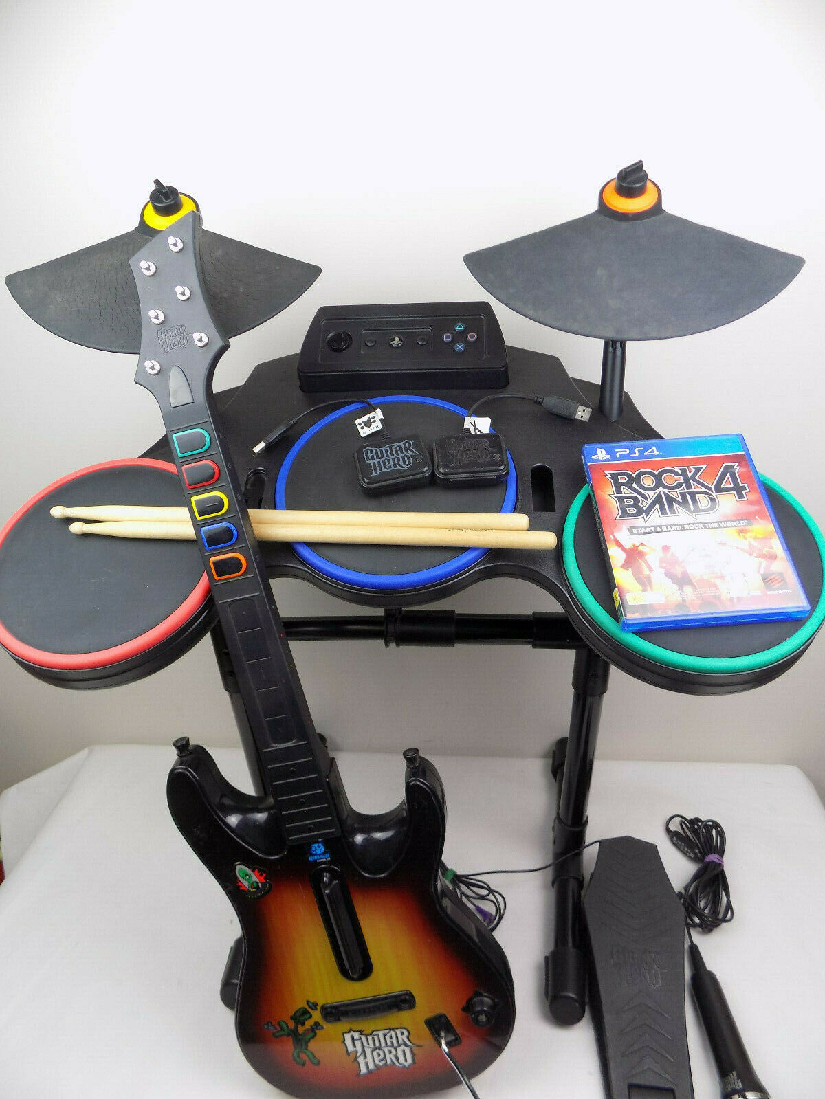 Playstation 4 / 5 Ps4 Ps5 Rock Band 4 Band Bundle Guitar Hero ( Drum +  Guitar + Mic )