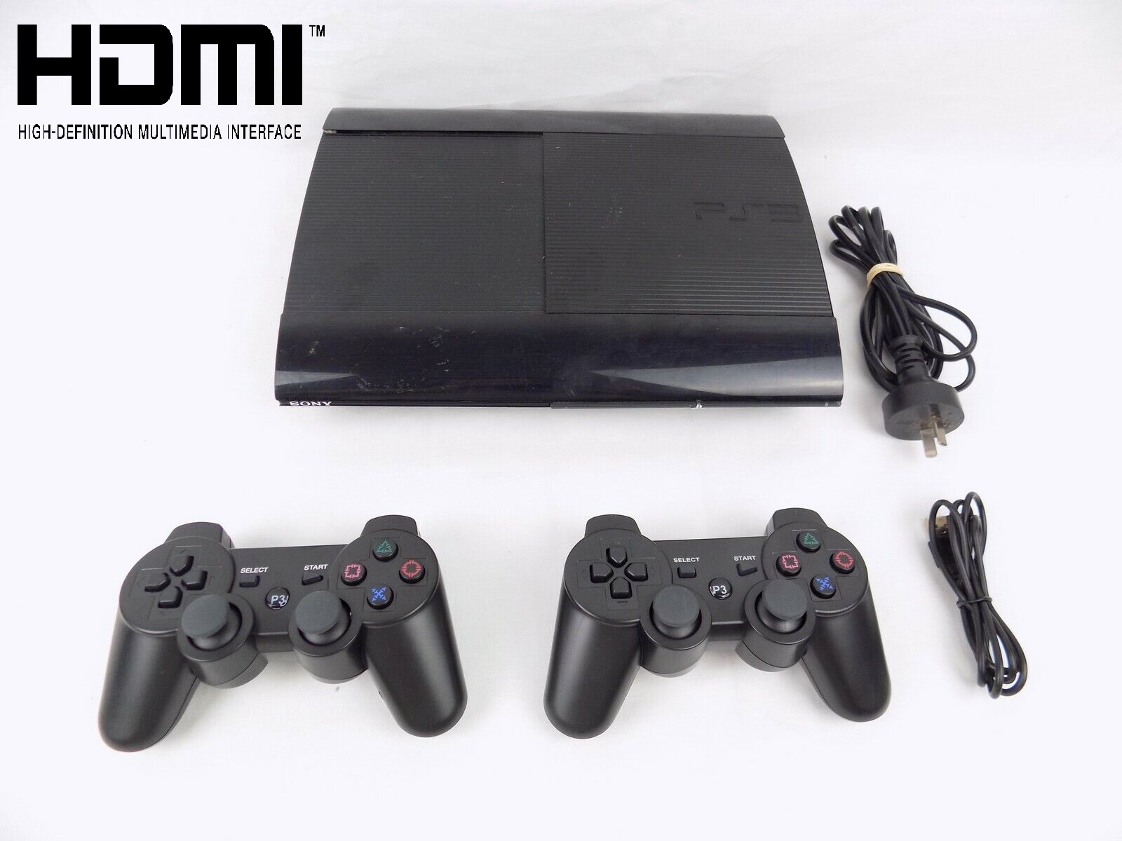 Ps3 Playstation 3 Super Slim 12Gb Console + 2x Controllers Free Postage - Starboard Games