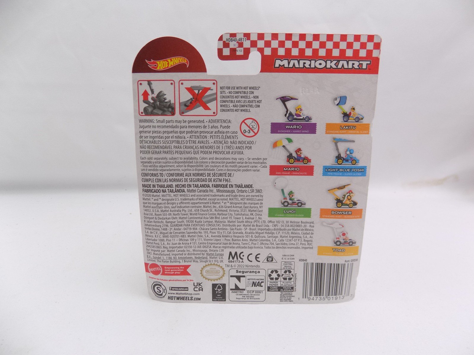 Brand New Sealed Hot Wheels Car Mario Kart Pipe Frame Parachute