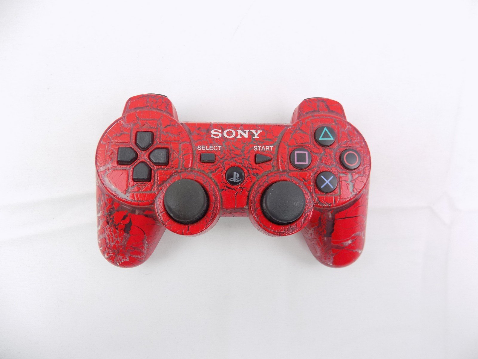 Playstation Ps3 Controller Cracked Translucent Red Tested 100% Works