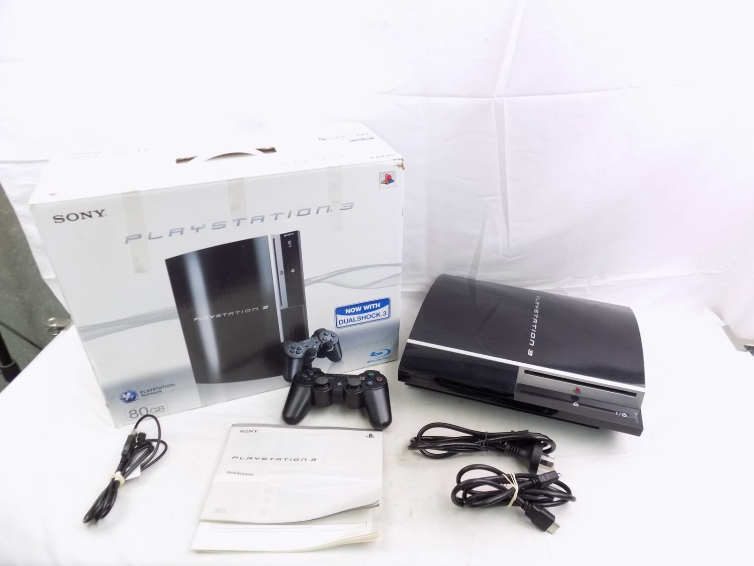 PlayStation 3 Ceramic White 80GB CECHL Console (Fat Model) - Used With Box, Controller